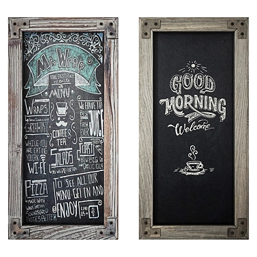 Versatile Wood Frame Chalkboard Set 3D model image 1 