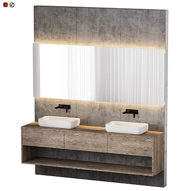 Authentic Concrete Wood Bathroom 3D model image 1 