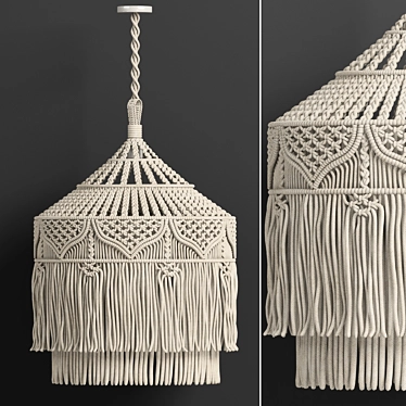 Boho-inspired Macrame Chandelier 3D model image 1 