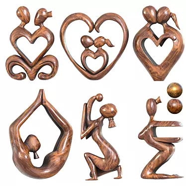 Poly Love Kiss Sculpture Set 3D model image 1 