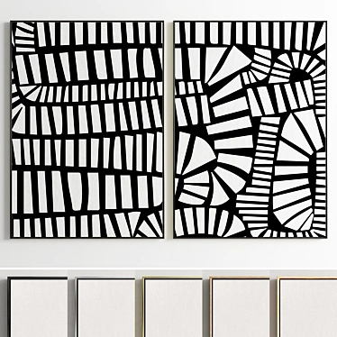 Bold Frames: 2 Modern Abstract Paintings 3D model image 1 