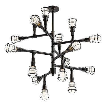 Industrial Conduit Chandelier 3D model image 1 