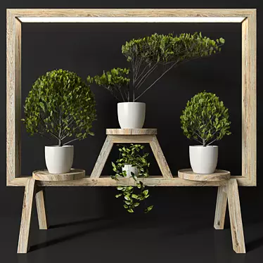 Sleek GreenFrame Sculptural Floral Stand 3D model image 1 