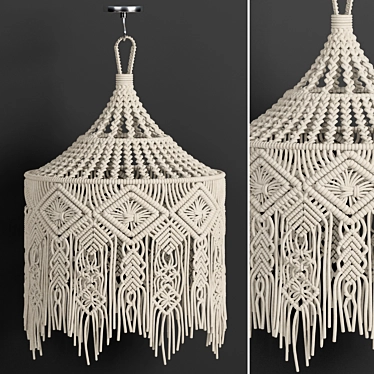 Elegant Boho Macrame Chandelier 3D model image 1 