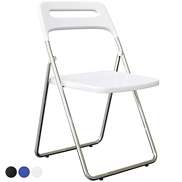 Modern Foldable Nisse Chair | Glossy White/Chrome Finish 3D model image 1 