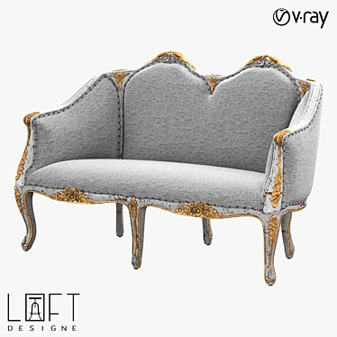 LoftDesigne 3728 Wooden Sofa 3D model image 1 