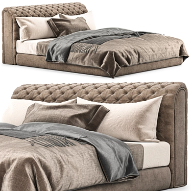 Luxurious Chesterfield Bed - Elegant Design 3D model image 1 