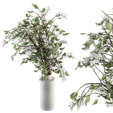 Green Branch Bouquet in Vase 3D model image 1 