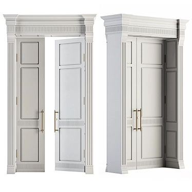 Elegant White Wooden Door 3D model image 1 