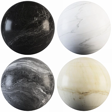 Marble Collection: Fantasy Gray, Elegant White, Cream & Black 3D model image 1 