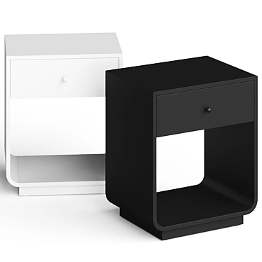 Sleek Bowed Nightstand: CB2's Lacquered Bedside 3D model image 1 