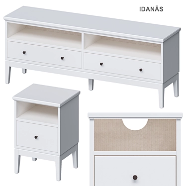 IDANÄS White TV Stand - Sleek and Stylish 3D model image 1 