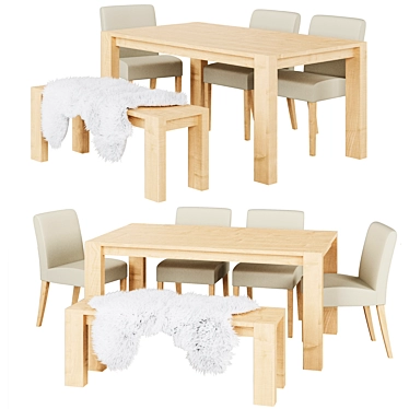 Terra Natural Dining Set: Crate & Barrel 3D model image 1 