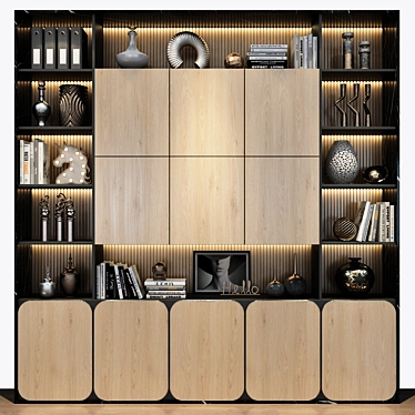 Modern Wood Cabinet | 0435 3D model image 1 