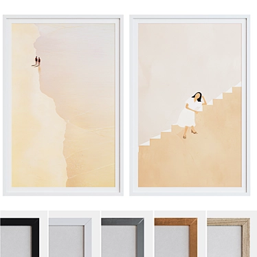 Modern Frame Set: 2 Minimalist Frames with 5 Material Options 3D model image 1 