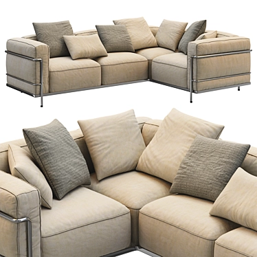 Contemporary Cassina LC3 3-Seater Sofa 3D model image 1 