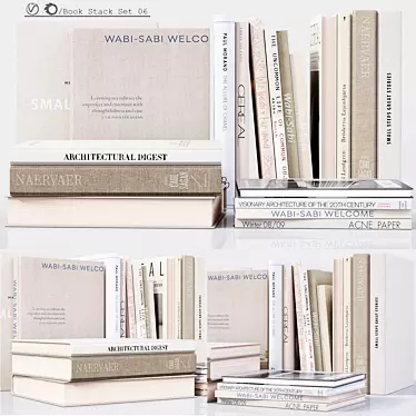 Vintage Book Stack Set 3D model image 1 