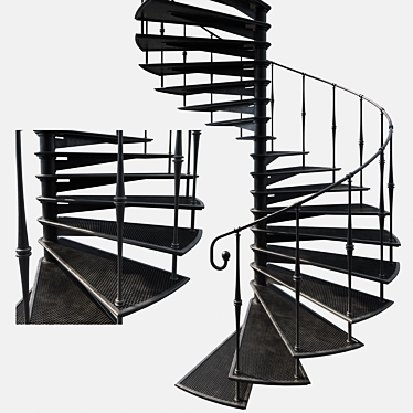 Sleek Metal Spiral Staircase 3D model image 1 