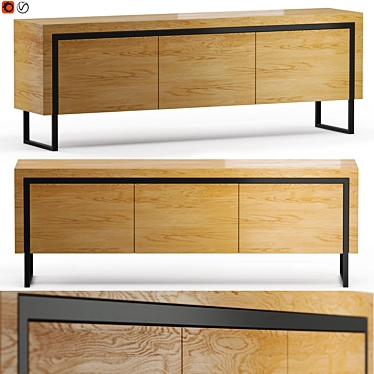 Sleek 200cm Offset Sideboard Milla 3D model image 1 