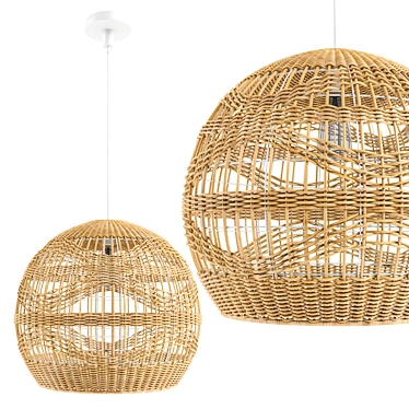 Boho Chic Rattan Pendant Light 3D model image 1 