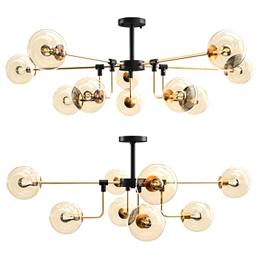 Elegant Glass Ceiling Chandelier 3D model image 1 