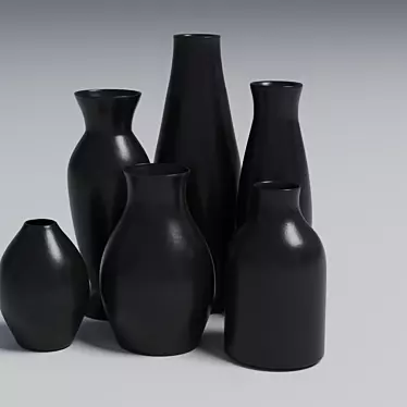 Sleek Ceramic Vases: Low-poly 3D 3D model image 1 