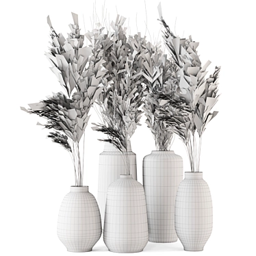 Pampas Dried Plantset: Handmade Vase 3D model image 1 