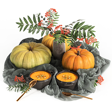 Pumpkin Kitchen Decor Set 3D model image 1 