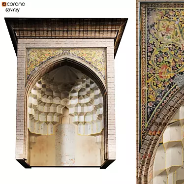 Vintage Islamic Turkish Arch Muqarnas Set 135 3D model image 1 