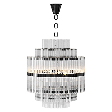 Elegant Glass Chandelier (Chrome) 3D model image 1 