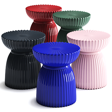 Indigo Ceramic Stool by Maison Dada - Timeless Elegance 3D model image 1 