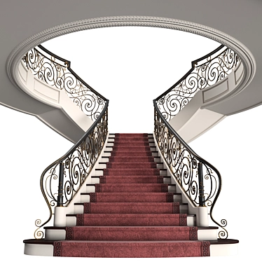 Elegant Mansion Staircase 3D model image 1 