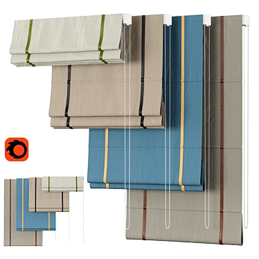 Elegant Roman Curtains - SHIessentials 3D model image 1 