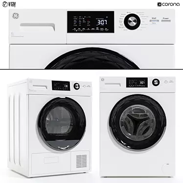 GE Washer & Dryer Combo: Efficient, High-Capacity 3D model image 1 