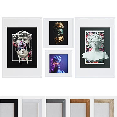 Title: Modern Sculpture Head Picture Frame Set 3D model image 1 