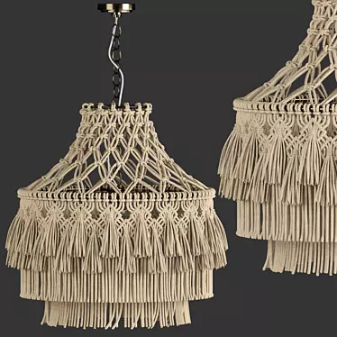 Elegant Macrame Chandelier 12 3D model image 1 