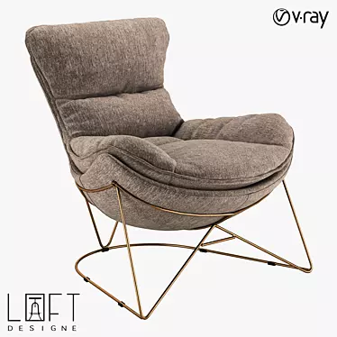 LoftDesigne 2064 Armchair: Modern Metal and Fabric Seating 3D model image 1 