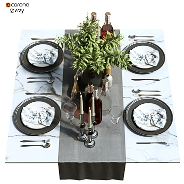 Elegant Tableware Set: 153-Piece Collection 3D model image 1 