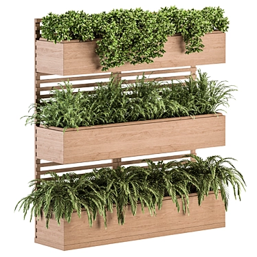 Rustic Wood Wall Planter Set 3D model image 1 