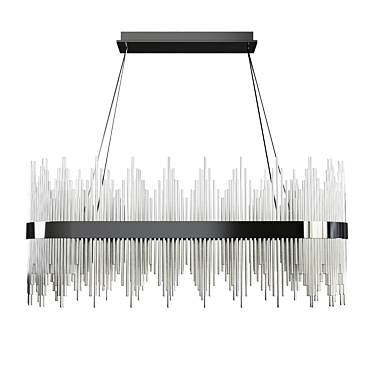 Sleek Chrome Glass Chandelier 3D model image 1 