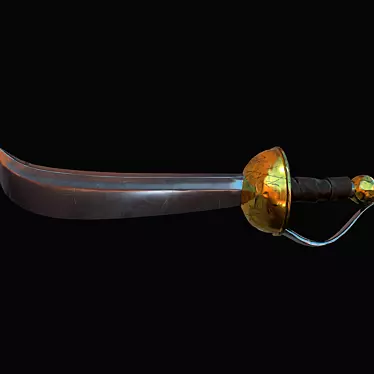 Battle-Worn Golden Steel Saber 3D model image 1 