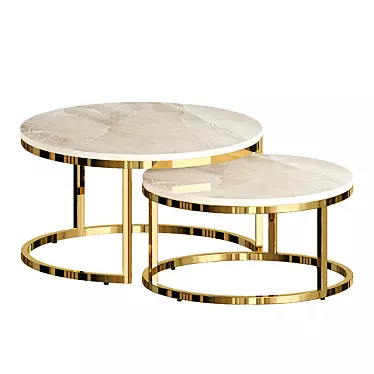 Marble Tea Table: Rose Gold Elegance 3D model image 1 