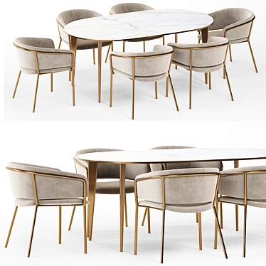 Elegant Vilhena II Chair & Arden Dining Table 3D model image 1 