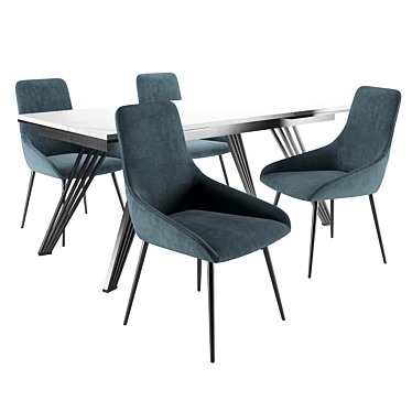 Modern Zoe Chair and Parma Table Set 3D model image 1 