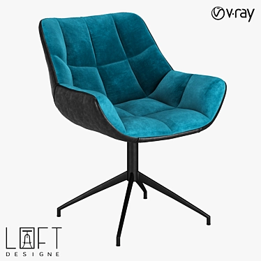 Modern Metal Chair with Eco Leather and Fabric Upholstery 3D model image 1 