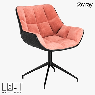 Sleek Metal Chair with Eco Leather and Fabric Upholstery 3D model image 1 