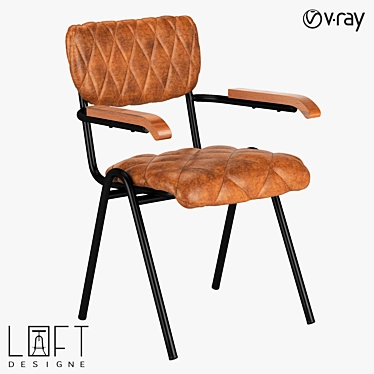 Eco-Leather Ash Wood Chair 3D model image 1 