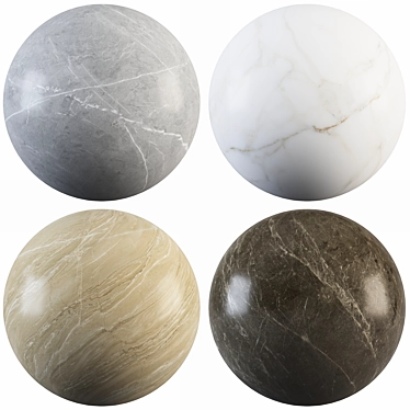 Marble Texture Collection: Light Gray, White, Graphite & Beige 3D model image 1 
