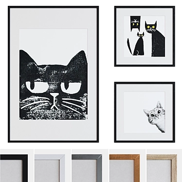 Modern Cat Picture Frame Set 3D model image 1 