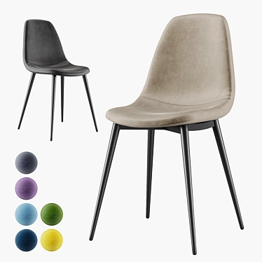 Elegant Velvet Chair: Norman Stool 3D model image 1 